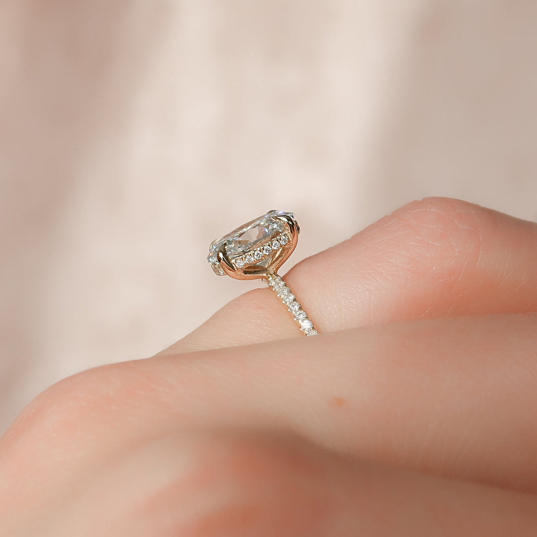 The Pave Liberty Oval Lab Diamond Moissanite Engagement Ring