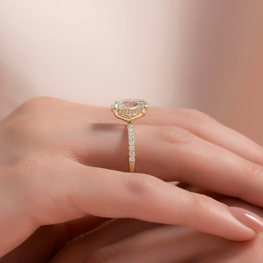 The Pave Liberty Oval Lab Diamond Moissanite Engagement Ring