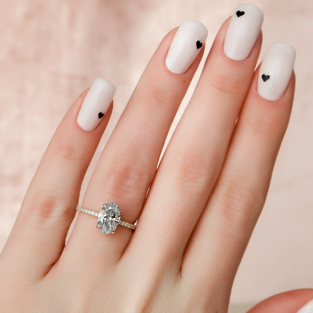 The Pave Liberty Oval Lab Diamond Moissanite Engagement Ring