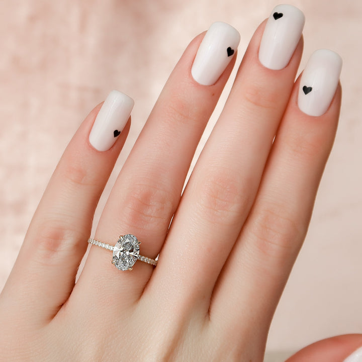 The Pave Liberty Oval Lab Diamond Moissanite Engagement Ring *Shown with 1.5 ct #material_gold