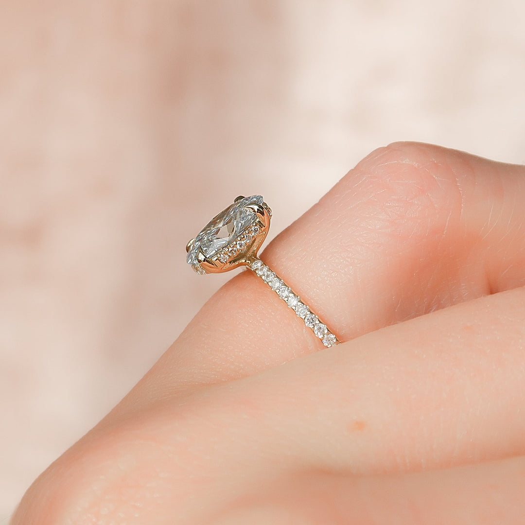 The Pave Liberty Oval Lab Diamond Moissanite Engagement Ring