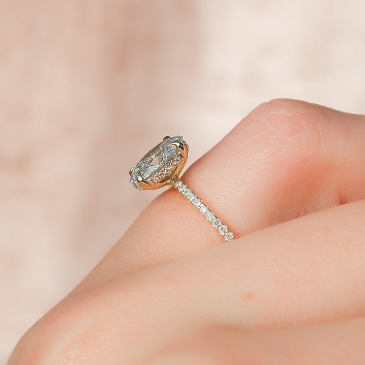 The Pave Liberty Oval Lab Diamond Moissanite Engagement Ring *Shown with 1.5 ct #material_gold