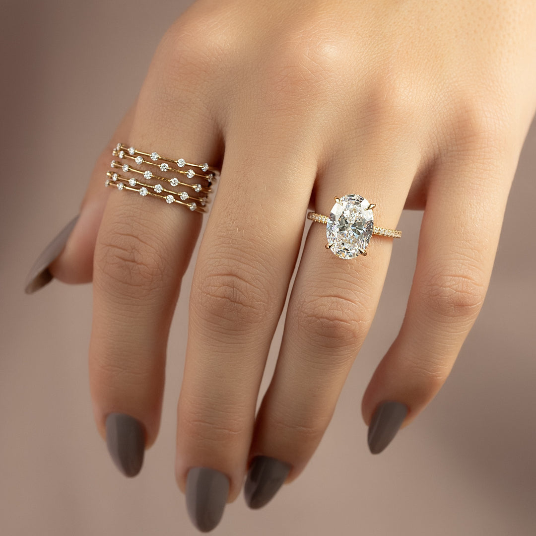 The Pave Liberty Oval Lab Diamond Moissanite Engagement Ring