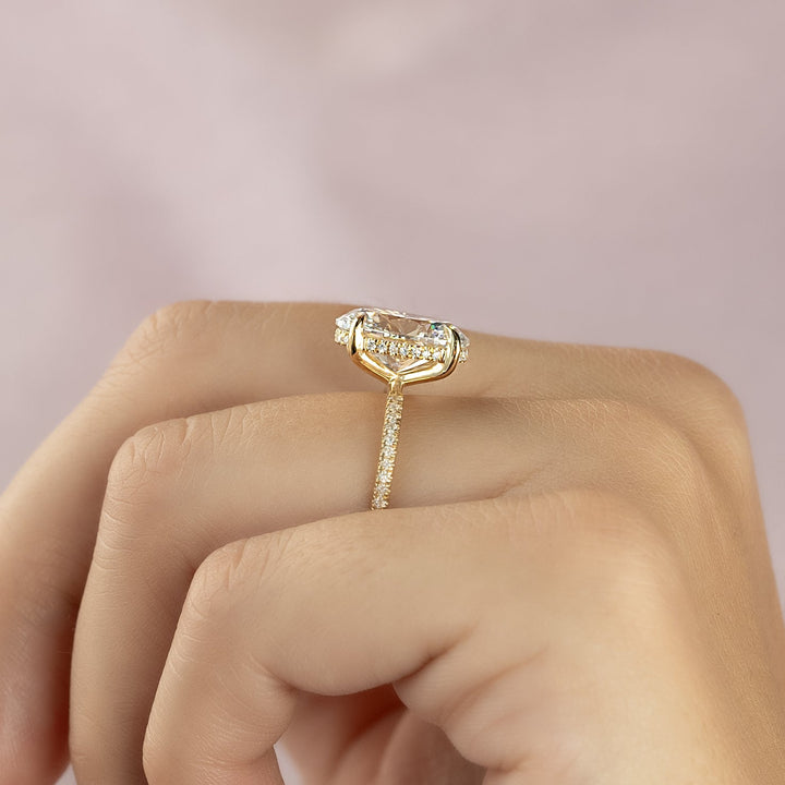 The Pave Liberty Oval Lab Diamond Moissanite Engagement Ring *Shown with 4 ct #material_gold