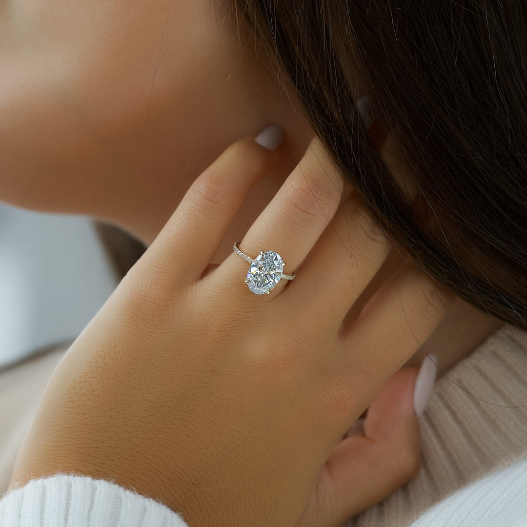 The Pave Liberty Oval Lab Diamond Moissanite Engagement Ring