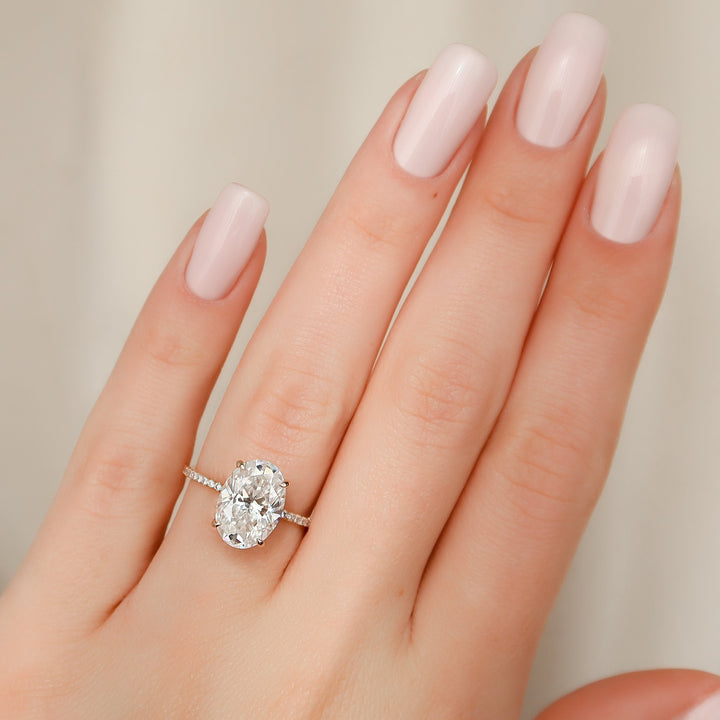 The Pave Liberty Oval Lab Diamond Moissanite Engagement Ring *Shown with 4 ct #material_rose