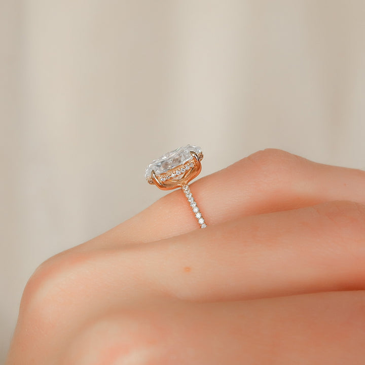 The Pave Liberty Oval Lab Diamond Moissanite Engagement Ring *Shown with 4 ct #material_rose