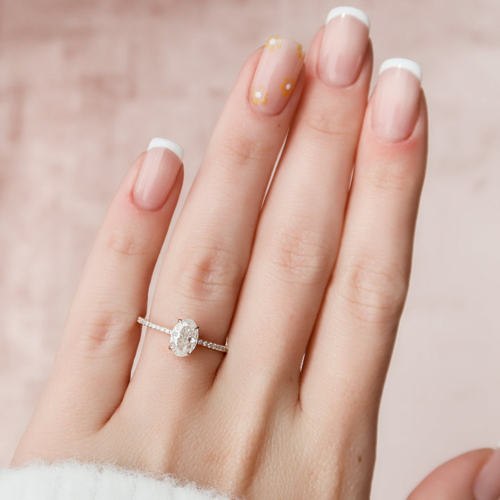The Pave Liberty Oval Lab Diamond Moissanite Engagement Ring *Shown with 1 ct #material_rose