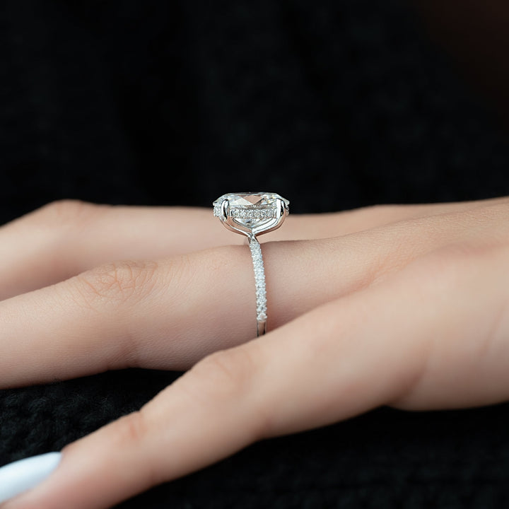 The Pave Liberty Oval Lab Diamond Moissanite Engagement Ring *Shown with 3 ct #material_white