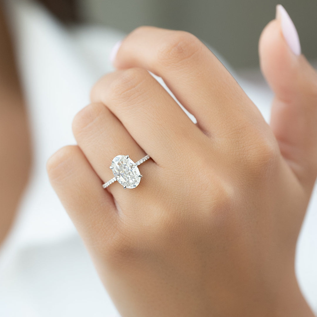 The Pave Liberty Oval Lab Diamond Moissanite Engagement Ring