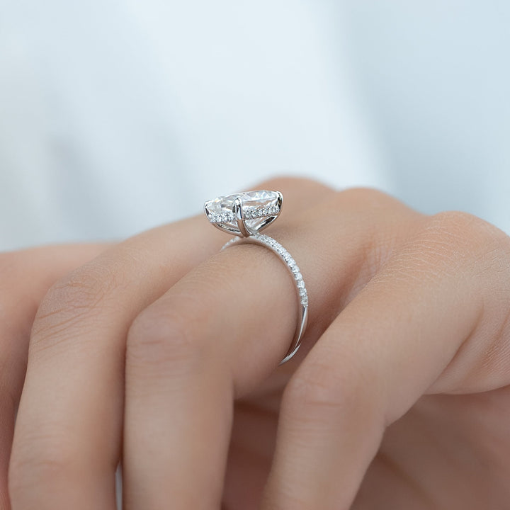 The Pave Liberty Oval Lab Diamond Moissanite Engagement Ring *Shown with 3.5 ct #material_white
