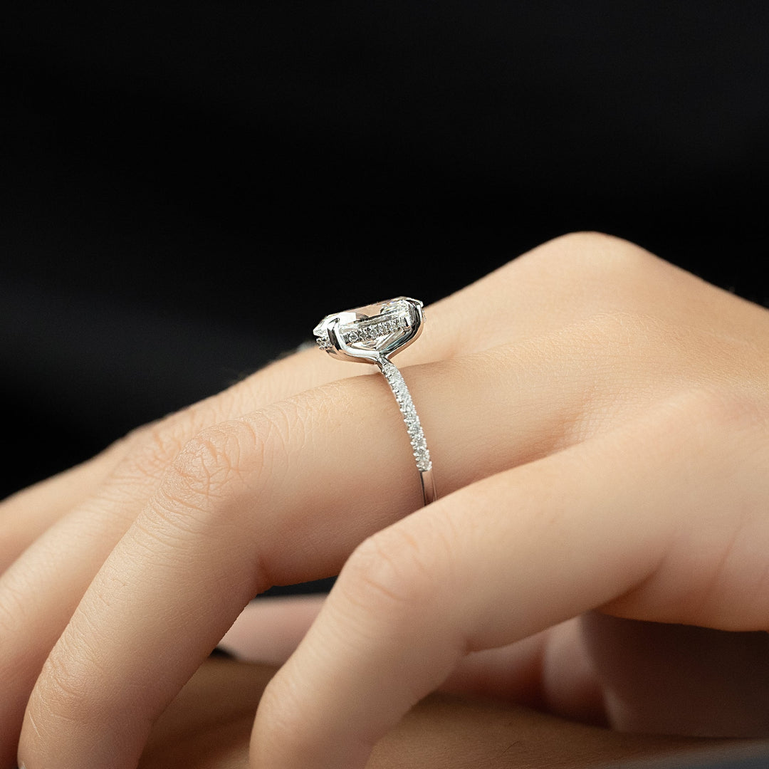 The Pave Liberty Oval Lab Diamond Moissanite Engagement Ring