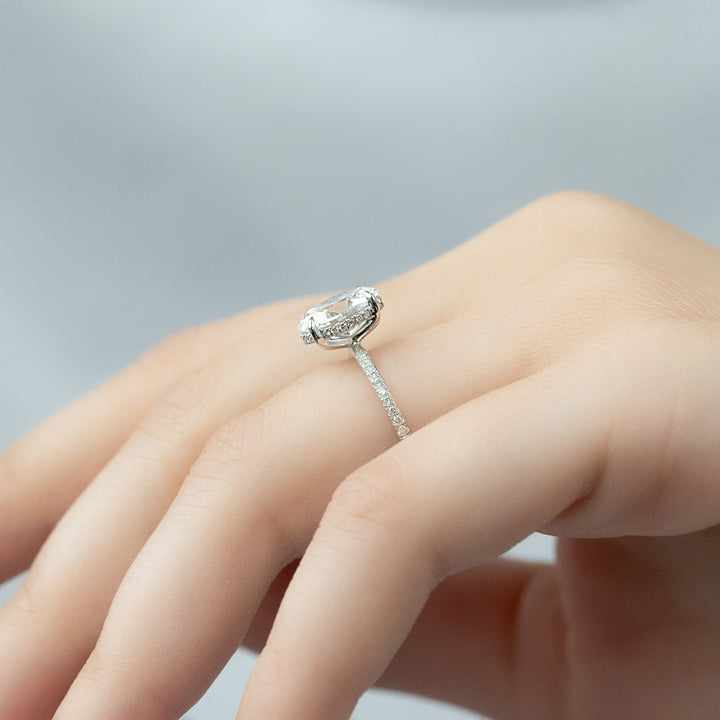 The Pave Liberty Oval Lab Diamond Moissanite Engagement Ring *Shown with 2 ct #material_white