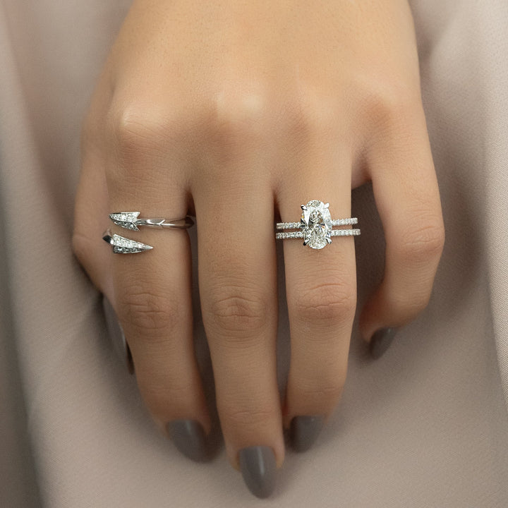 The Pave Liberty Oval Lab Diamond Moissanite Engagement Ring *Shown with 2.5 ct #material_white