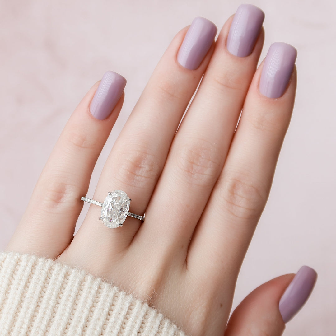 The Pave Liberty Oval Lab Diamond Moissanite Engagement Ring