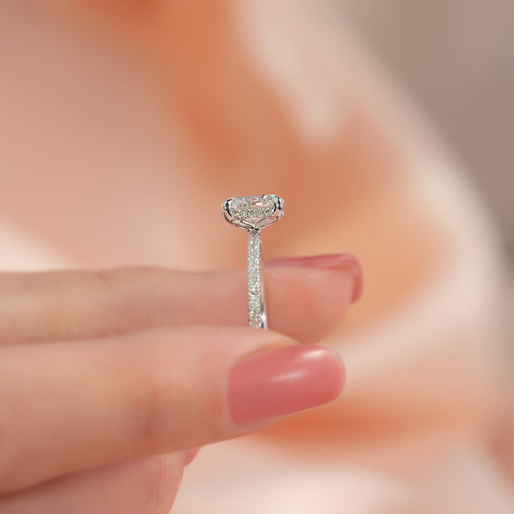 The Pave Liberty Oval Lab Diamond Moissanite Engagement Ring *Shown with 1 ct #material_white