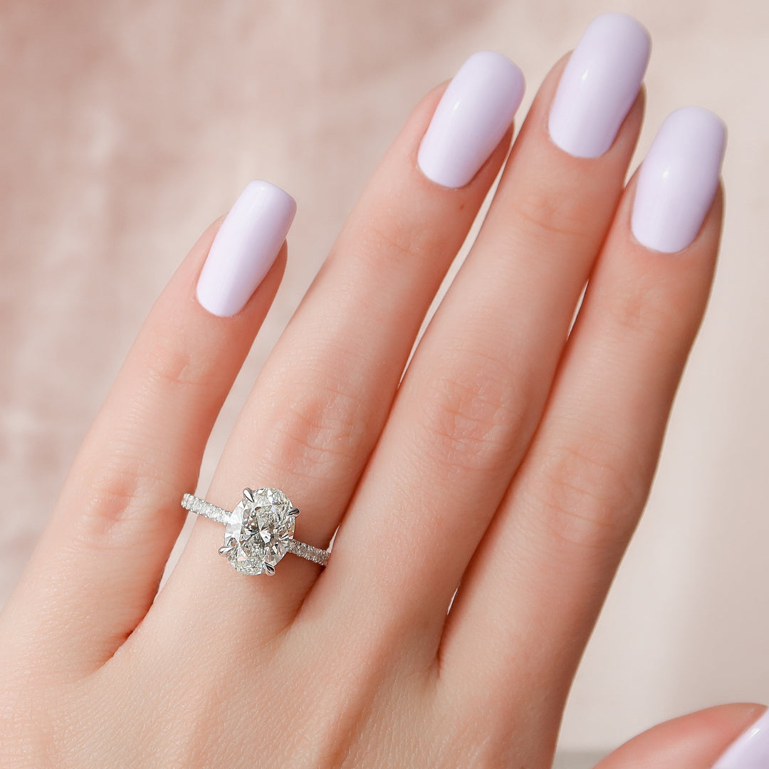 The Pave Liberty Oval Lab Diamond Moissanite Engagement Ring