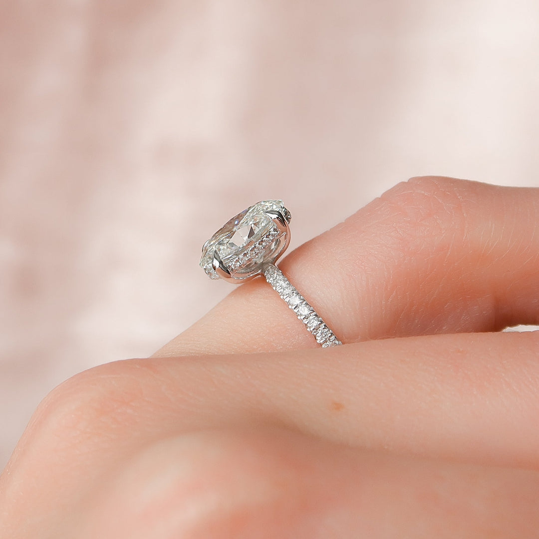 The Pave Liberty Oval Lab Diamond Moissanite Engagement Ring