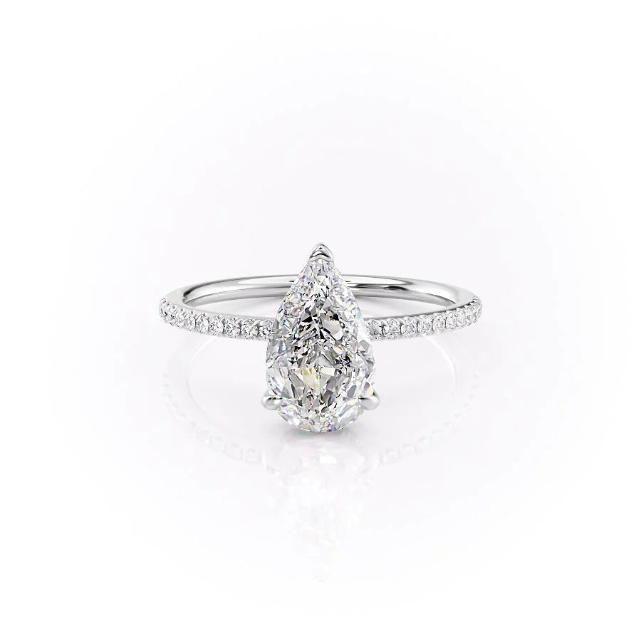 The Pave Liberty Set With Pear Pave Lab Diamond 1 Carat 14K White#material_14k-white