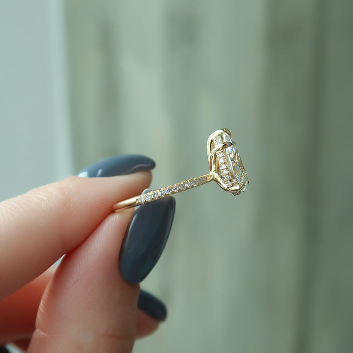The Pave Liberty Pear Lab Diamond Moissanite Engagement Ring *Shown with 2 ct #material_gold