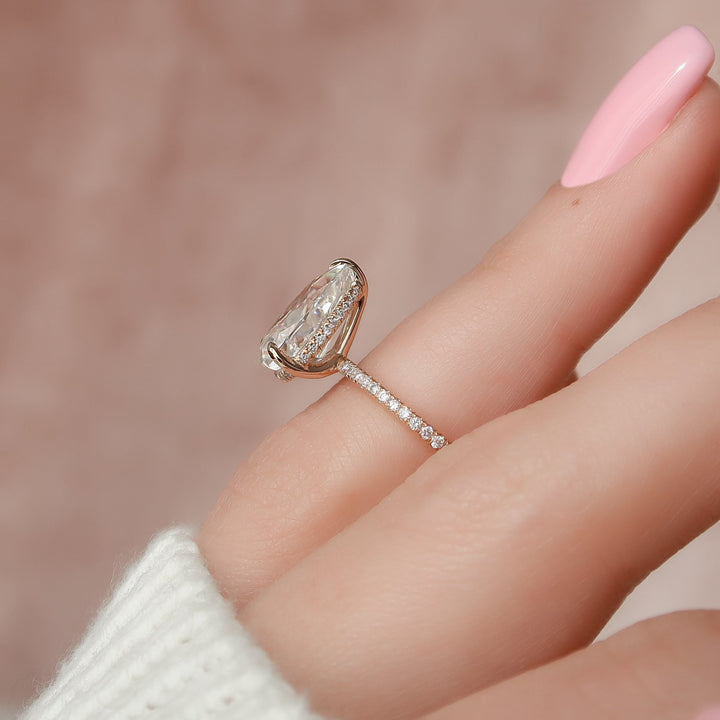 The Pave Liberty Pear Lab Diamond Moissanite Engagement Ring *Shown with 2.5 ct #material_rose