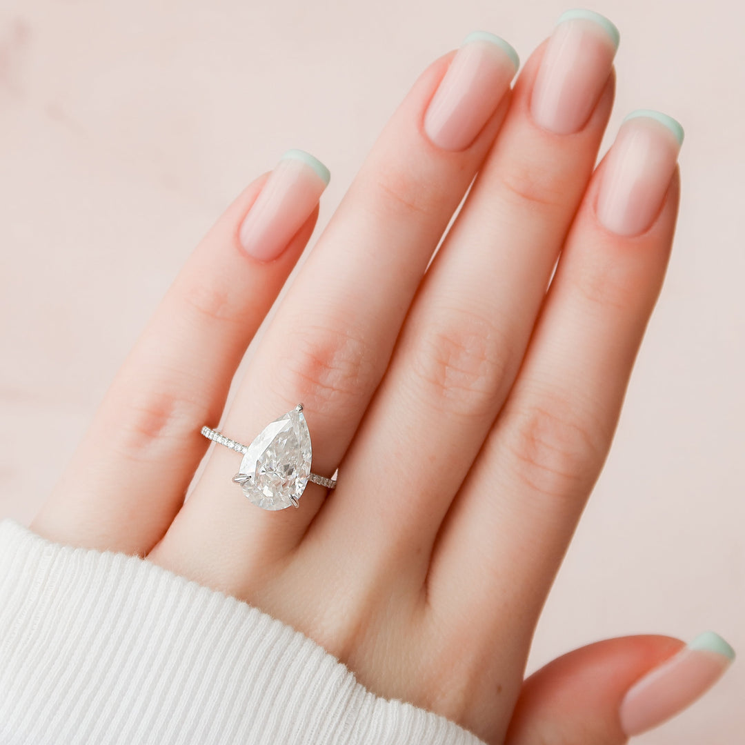 The Pave Liberty Pear Lab Diamond Moissanite Engagement Ring