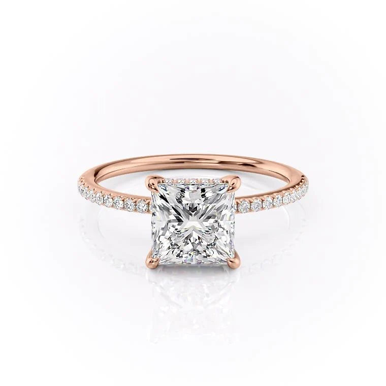 The Pave Liberty Set With Princess Pave Lab Diamond 1 Carat 14K Rose#material_14k-rose