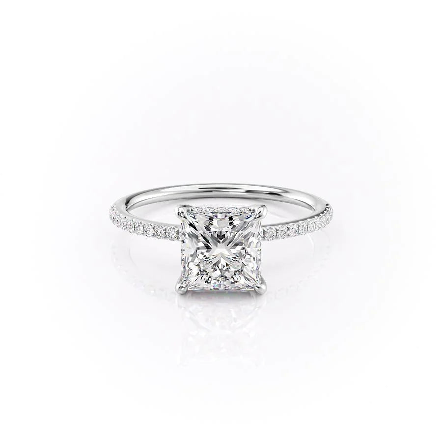 The Pave Liberty Set With Princess Pave Lab Diamond 1 Carat 14K White#material_14k-white