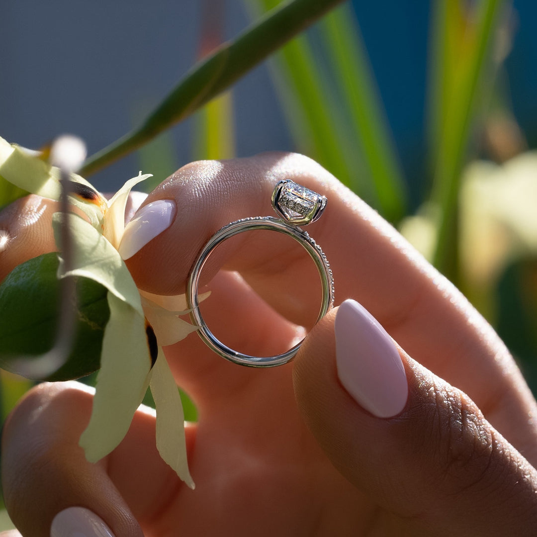 The Pave Liberty Princess Lab Diamond Moissanite Engagement Ring