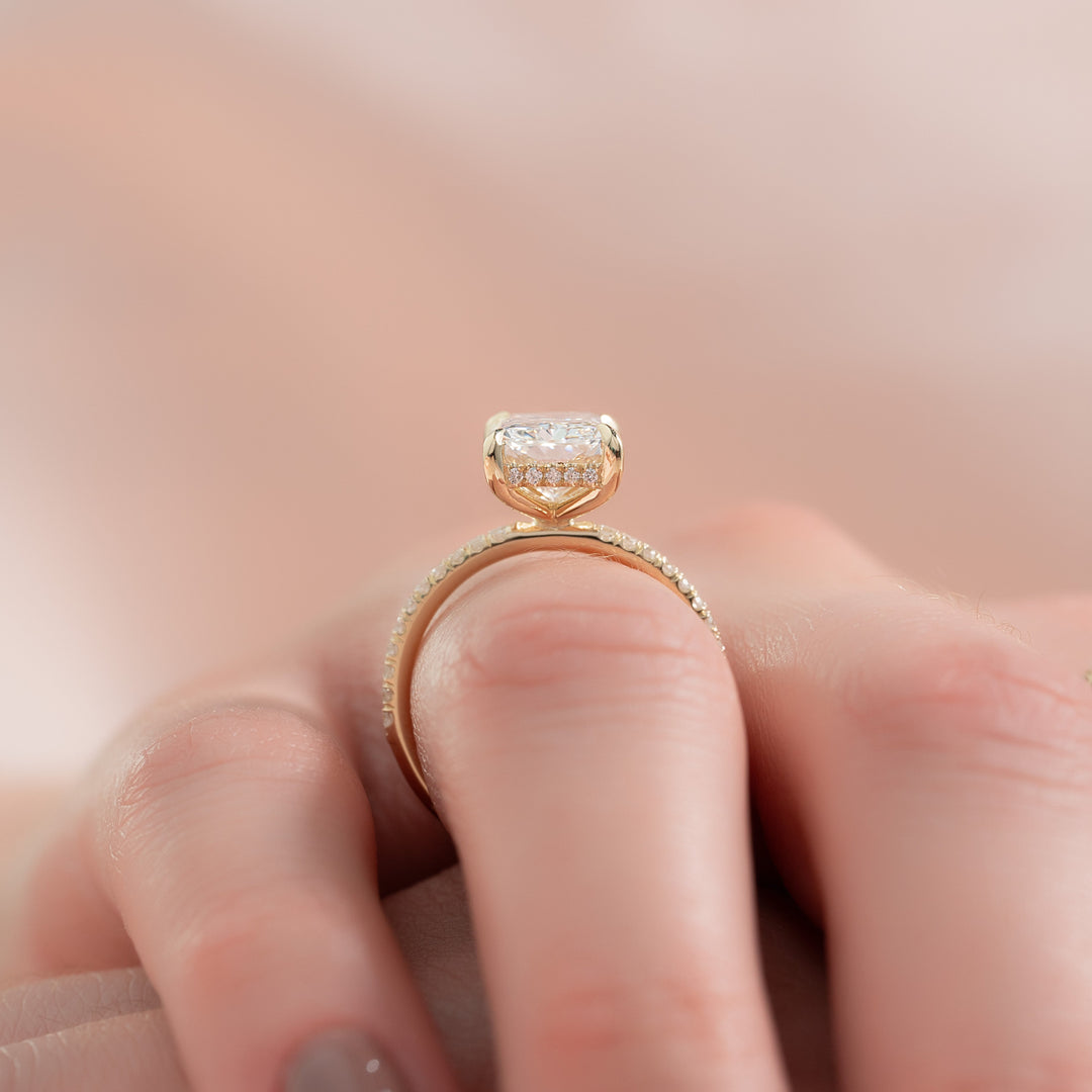 The Pave Liberty Radiant Lab Diamond Moissanite Engagement Ring