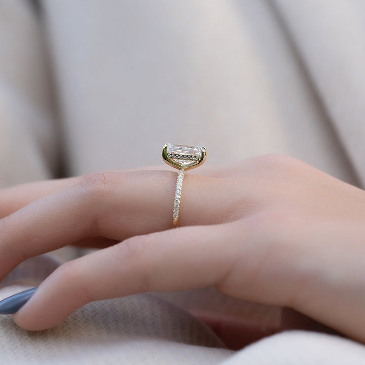 The Pave Liberty Radiant Lab Diamond Moissanite Engagement Ring *Shown with 3 ct #material_gold