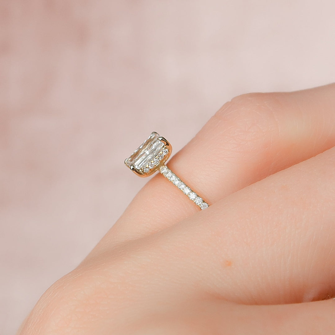 The Pave Liberty Radiant Lab Diamond Moissanite Engagement Ring