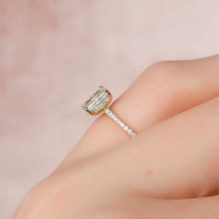 The Pave Liberty Radiant Lab Diamond Moissanite Engagement Ring *Shown with 1 ct #material_gold