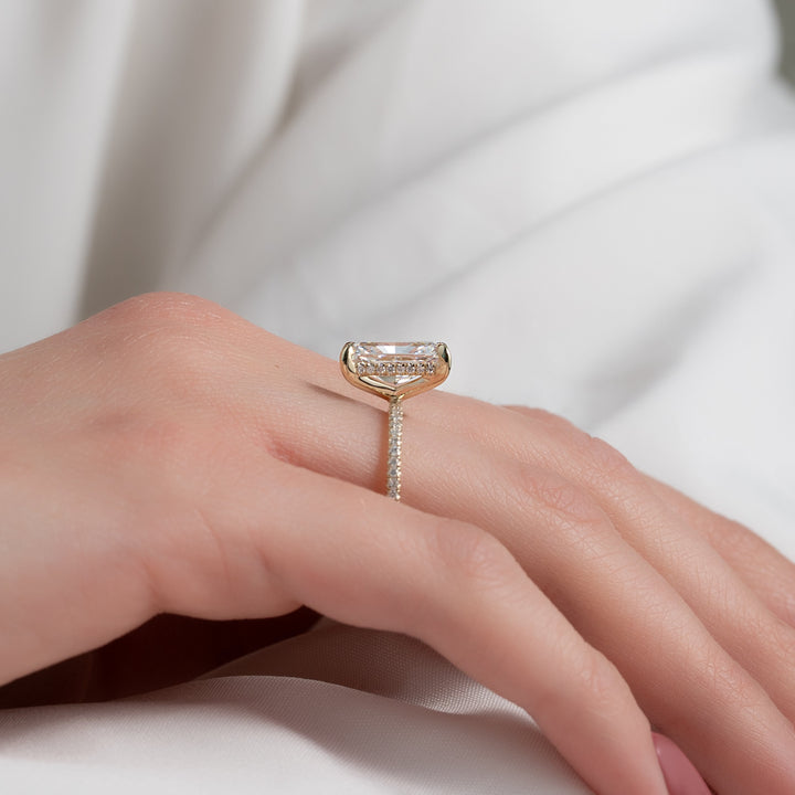 The Pave Liberty Radiant Lab Diamond Moissanite Engagement Ring *Shown with 3 ct #material_gold