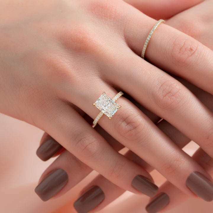 The Pave Liberty Radiant Lab Diamond Moissanite Engagement Ring *Shown with 2.5 ct #material_gold