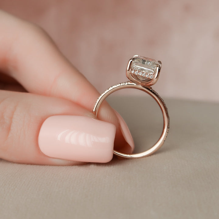 The Pave Liberty Radiant Lab Diamond Moissanite Engagement Ring *Shown with 5 ct #material_rose