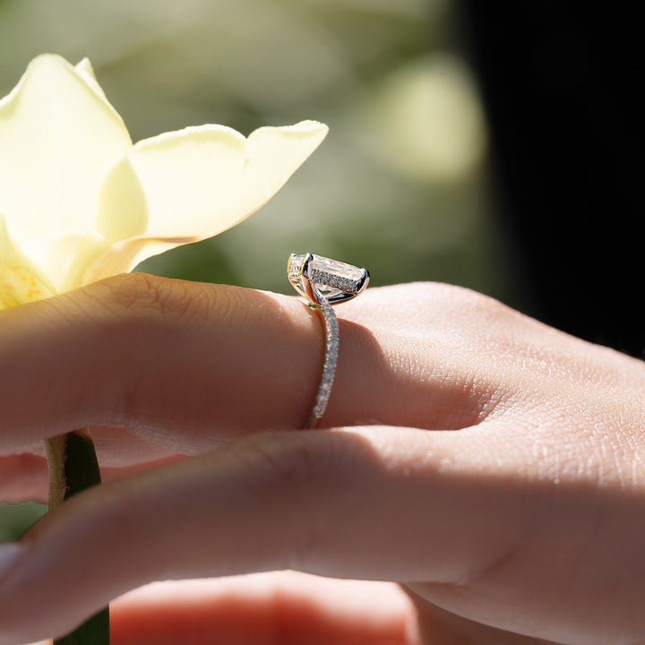 The Pave Liberty Radiant Lab Diamond Moissanite Engagement Ring *Shown with 1.5 ct #material_white