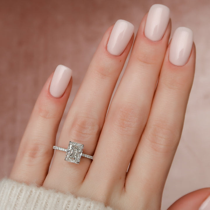 The Pave Liberty Radiant Lab Diamond Moissanite Engagement Ring *Shown with 2.5 ct #material_white