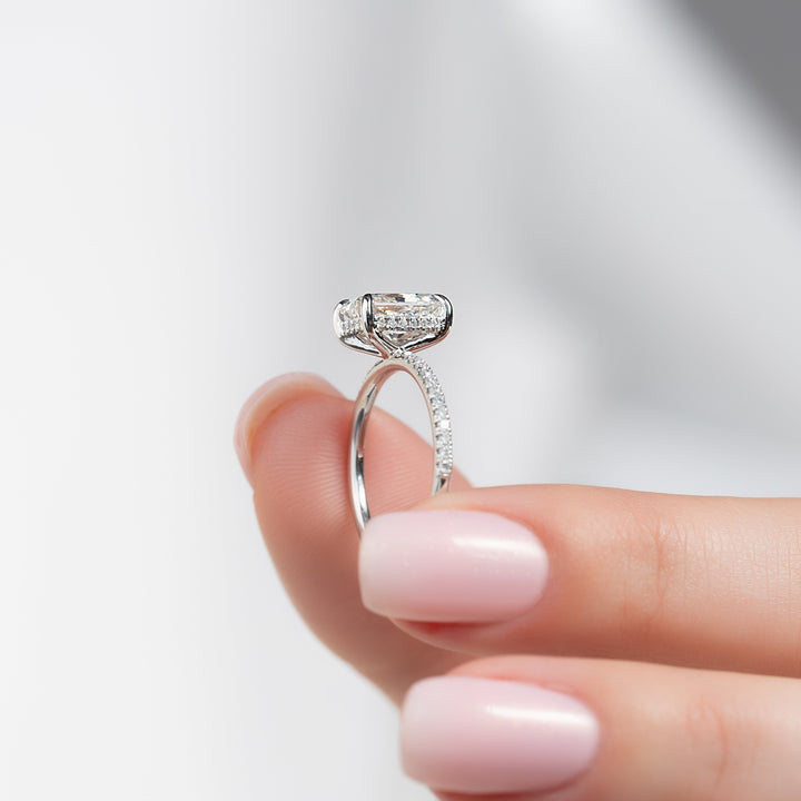 The Pave Liberty Radiant Lab Diamond Moissanite Engagement Ring *Shown with 2 ct #material_white