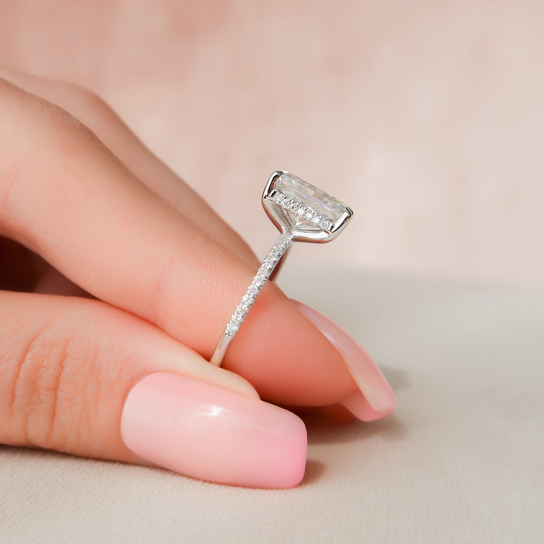 The Pave Liberty Radiant Lab Diamond Moissanite Engagement Ring