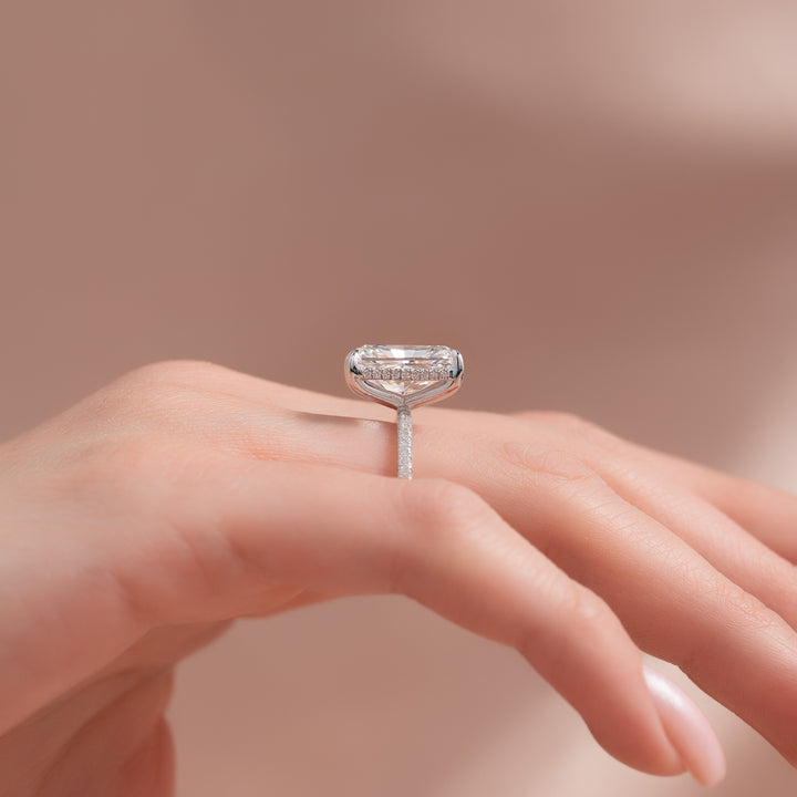 The Pave Liberty Radiant Lab Diamond Moissanite Engagement Ring *Shown with 5 ct #material_white