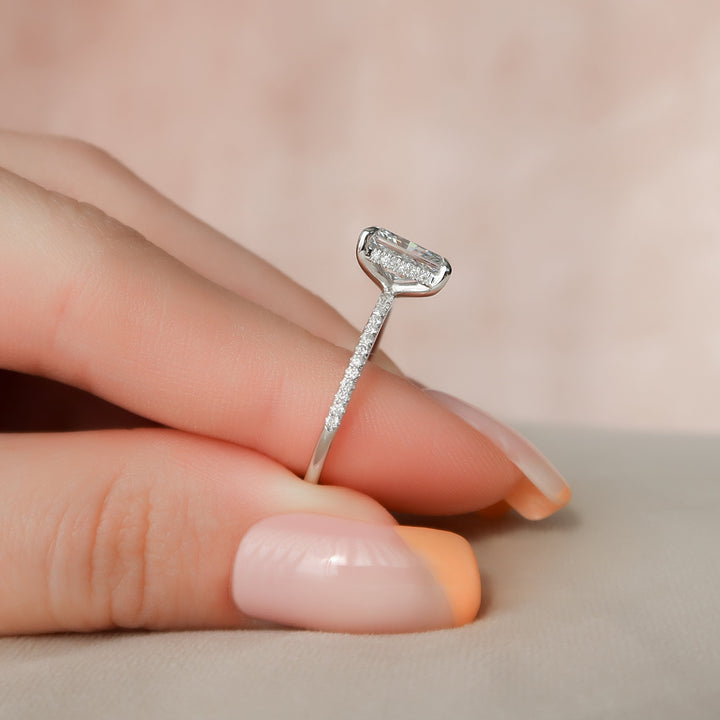 The Pave Liberty Radiant Lab Diamond Moissanite Engagement Ring *Shown with 2 ct #material_white