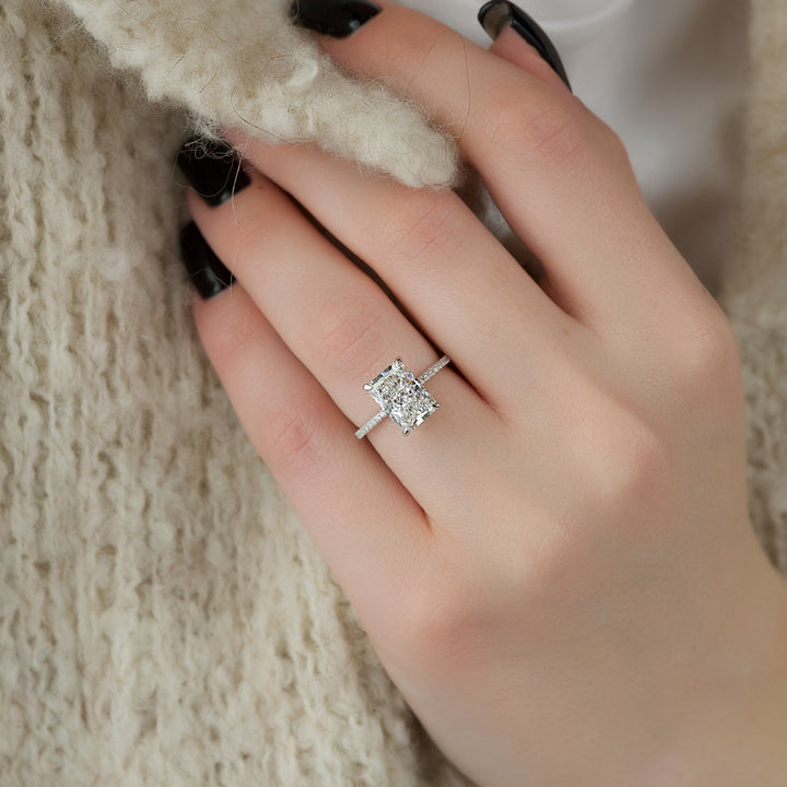 The Pave Liberty Radiant Lab Diamond Moissanite Engagement Ring *Shown with 3.5 ct #material_white