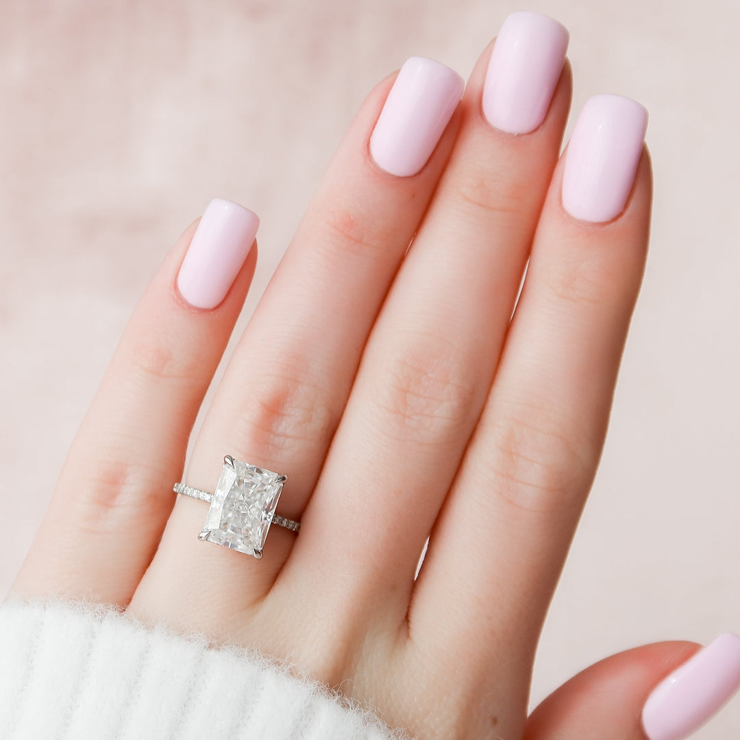 The Pave Liberty Radiant Lab Diamond Moissanite Engagement Ring
