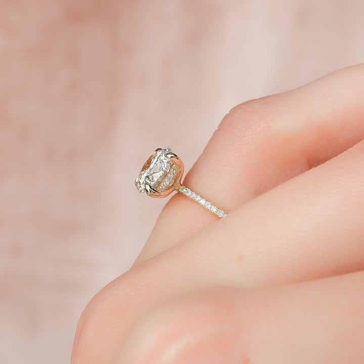 The Pave Liberty Round Lab Diamond Moissanite Engagement Ring *Shown with 3 ct #material_gold