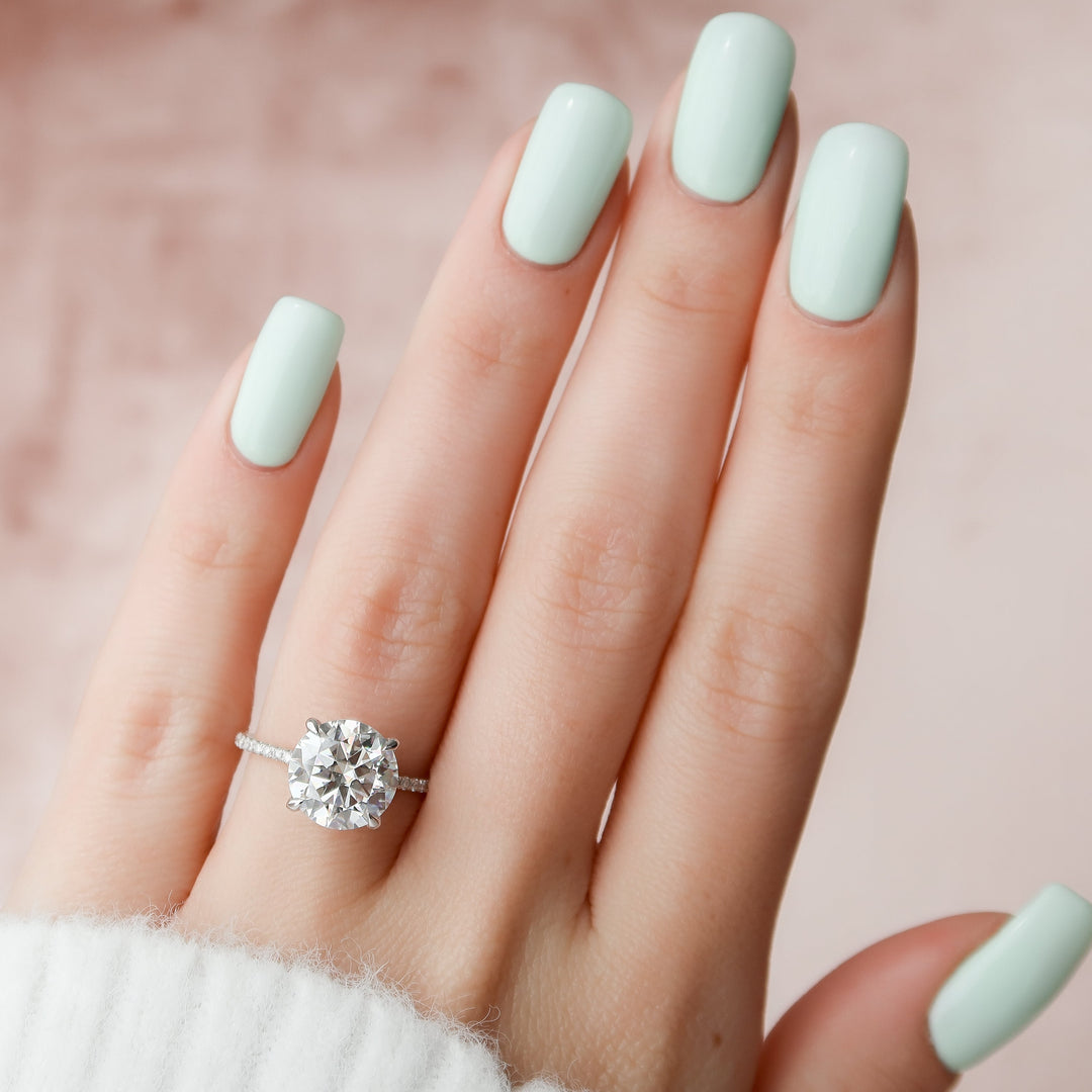 The Pave Liberty Round Lab Diamond Moissanite Engagement Ring