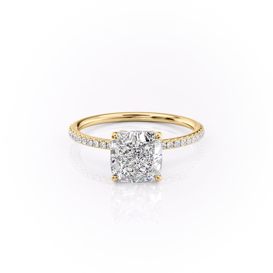 The Pave Logan Set With Cushion Pave Lab Diamond 1 Carat 14K Gold#material_14k-gold