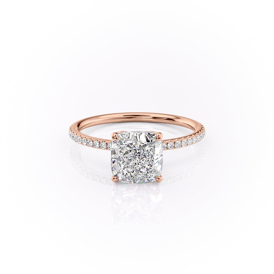 The Pave Logan Set With Cushion Pave Lab Diamond 1 Carat 14K Rose#material_14k-rose