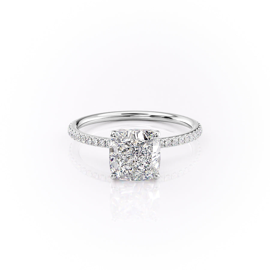 The Pave Logan Set With Cushion Pave Lab Diamond 1 Carat 14K White#material_14k-white