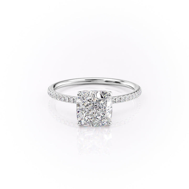 The Pave Logan Set With Cushion Pave Lab Diamond 1 Carat 18K White#material_18k-white